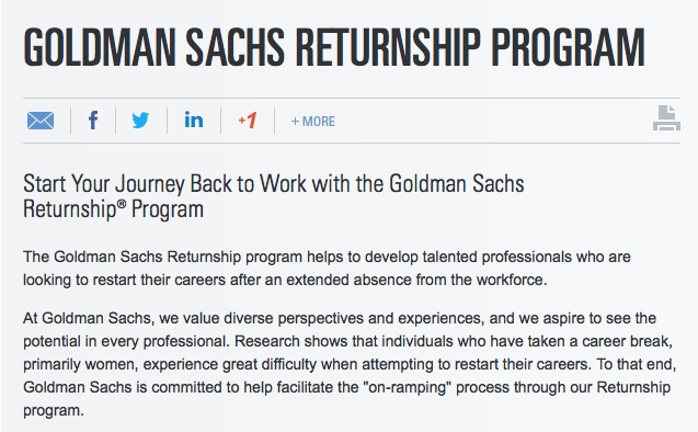 Goldman Sachs Returnship Program